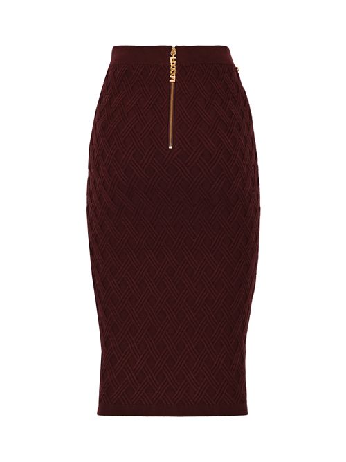 Gonna in maglia di viscosa a rombi con dettaglio gioiello Merlot Elisabetta Franchi | GK20B56E2EA4